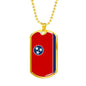 Tennessee Flag Pendant Stainless Steel or 18k Gold Dog Tag Necklace 24" Chain - Express Your Love Gifts