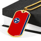 Tennessee Flag Pendant Stainless Steel or 18k Gold Dog Tag Necklace 24" Chain - Express Your Love Gifts
