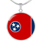Tennessee State Flag Necklace Stainless Steel or 18k Gold Circle Pendant 18-22" - Express Your Love Gifts