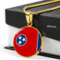 Tennessee State Flag Necklace Stainless Steel or 18k Gold Circle Pendant 18-22" - Express Your Love Gifts