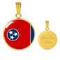 Tennessee State Flag Necklace Stainless Steel or 18k Gold Circle Pendant 18-22" - Express Your Love Gifts
