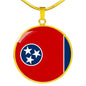 Tennessee State Flag Necklace Stainless Steel or 18k Gold Circle Pendant 18-22" - Express Your Love Gifts