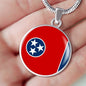 Tennessee State Flag Necklace Stainless Steel or 18k Gold Circle Pendant 18-22" - Express Your Love Gifts
