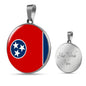 Tennessee State Flag Necklace Stainless Steel or 18k Gold Circle Pendant 18-22" - Express Your Love Gifts