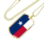 Texas Flag Pendant Stainless Steel or 18k Gold Dog Tag Necklace 24" Chain - Express Your Love Gifts