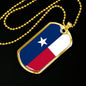 Texas Flag Pendant Stainless Steel or 18k Gold Dog Tag Necklace 24" Chain - Express Your Love Gifts