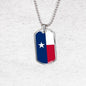 Texas Flag Pendant Stainless Steel or 18k Gold Dog Tag Necklace 24" Chain - Express Your Love Gifts