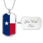 Texas Flag Pendant Stainless Steel or 18k Gold Dog Tag Necklace 24" Chain - Express Your Love Gifts