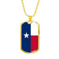 Texas Flag Pendant Stainless Steel or 18k Gold Dog Tag Necklace 24" Chain - Express Your Love Gifts