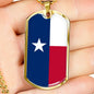 Texas Flag Pendant Stainless Steel or 18k Gold Dog Tag Necklace 24" Chain - Express Your Love Gifts