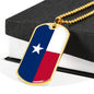 Texas Flag Pendant Stainless Steel or 18k Gold Dog Tag Necklace 24" Chain - Express Your Love Gifts