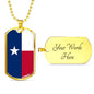 Texas Flag Pendant Stainless Steel or 18k Gold Dog Tag Necklace 24" Chain - Express Your Love Gifts
