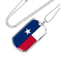 Texas Flag Pendant Stainless Steel or 18k Gold Dog Tag Necklace 24" Chain - Express Your Love Gifts