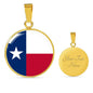 Texas State Flag Necklace Stainless Steel or 18k Gold Circle Pendant 18-22" - Express Your Love Gifts