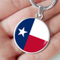 Texas State Flag Necklace Stainless Steel or 18k Gold Circle Pendant 18-22" - Express Your Love Gifts
