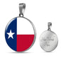 Texas State Flag Necklace Stainless Steel or 18k Gold Circle Pendant 18-22" - Express Your Love Gifts