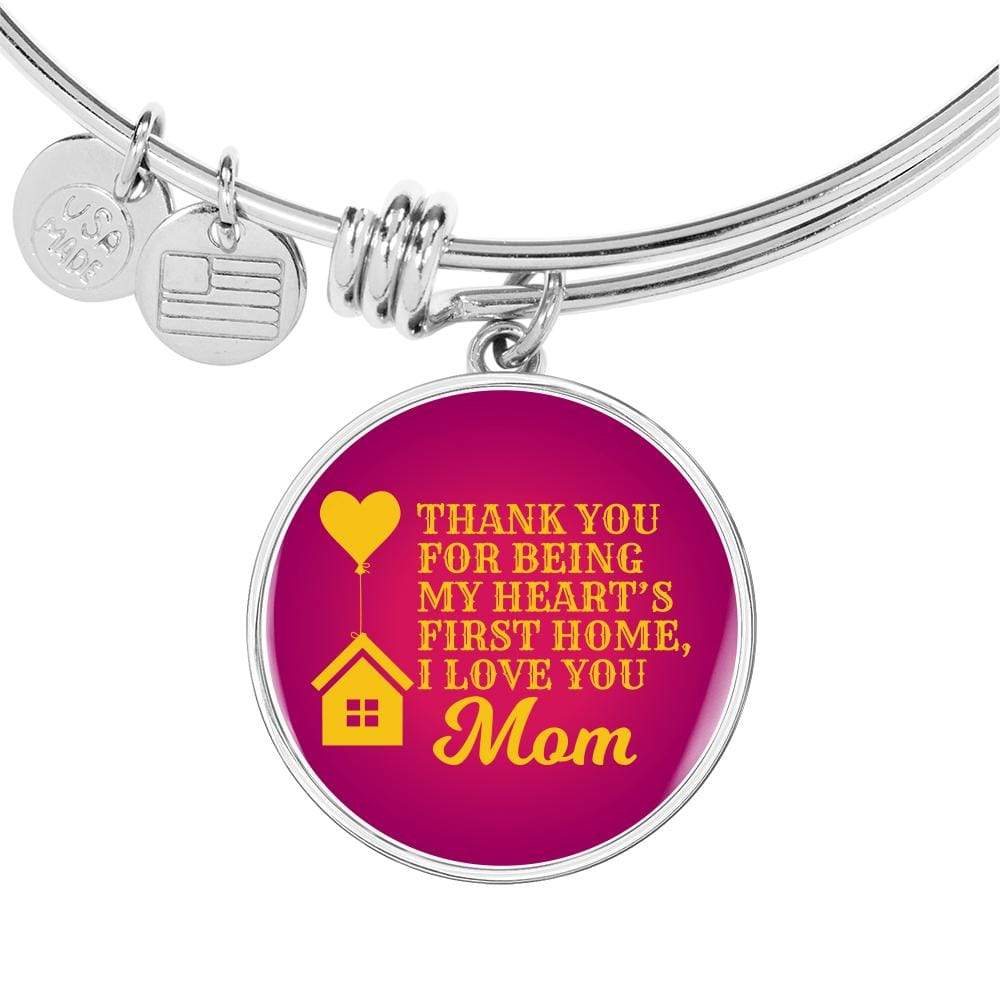Thank You For Being My Heart'S Home Stainless Steel or 18k Gold Circle Bracelet Bangle - Express Your Love Gifts