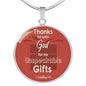 Thanks Be Unto God Bible Verse Circle Necklace Stainless Steel or 18k Gold 18-22" - Express Your Love Gifts