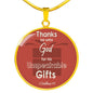 Thanks Be Unto God Bible Verse Circle Necklace Stainless Steel or 18k Gold 18-22" - Express Your Love Gifts