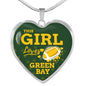 This Girl Loves Green Bay Necklace Stainless Steel or 18k Gold Heart Pendant 18-22" - Express Your Love Gifts