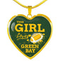 This Girl Loves Green Bay Necklace Stainless Steel or 18k Gold Heart Pendant 18-22" - Express Your Love Gifts