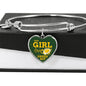 This Girl Loves Green Bay Stainless Steel or 18k Gold Heart Bangle Bracelet - Express Your Love Gifts