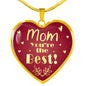 To Mom You'Re The Best! Heart Necklace Stainless Steel 18k Gold Pendant 18-22"-Express Your Love Gifts