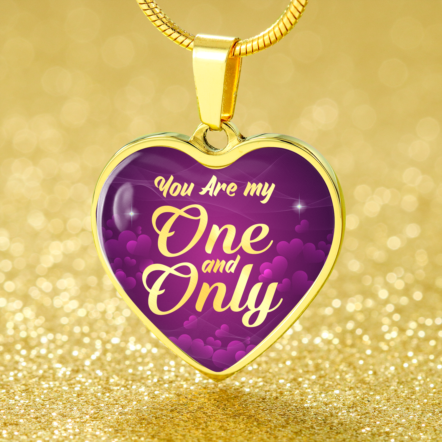 To My Girlfriend You Are My One 18k Gold Heart Pendant Stainless Steel Necklace 18-22"-Express Your Love Gifts