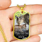 To My Son From Mom Cat Necklace Stainless Steel or 18k Gold Dog Tag 24" Chain-Express Your Love Gifts