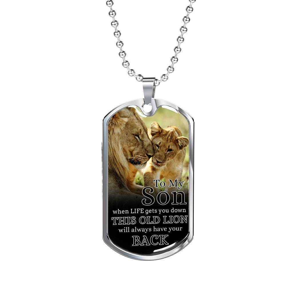 To My Son I Support You Necklace Stainless Steel or 18k Gold Dog Tag W 24"-Express Your Love Gifts