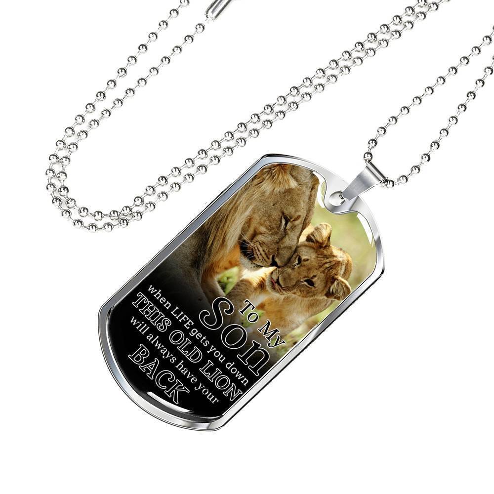 To My Son I Support You Necklace Stainless Steel or 18k Gold Dog Tag W 24"-Express Your Love Gifts