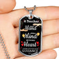 To My Teacher Appreciation Necklace Stainless Steel or 18k Gold Dog Tag W 24"-Express Your Love Gifts