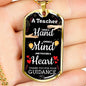 To My Teacher Appreciation Necklace Stainless Steel or 18k Gold Dog Tag W 24"-Express Your Love Gifts