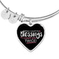 To My Wife Count My Blessings Heart Bangle Stainless Steel or 18k Gold 18-22"-Express Your Love Gifts