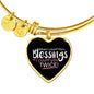To My Wife Count My Blessings Heart Bangle Stainless Steel or 18k Gold 18-22"-Express Your Love Gifts