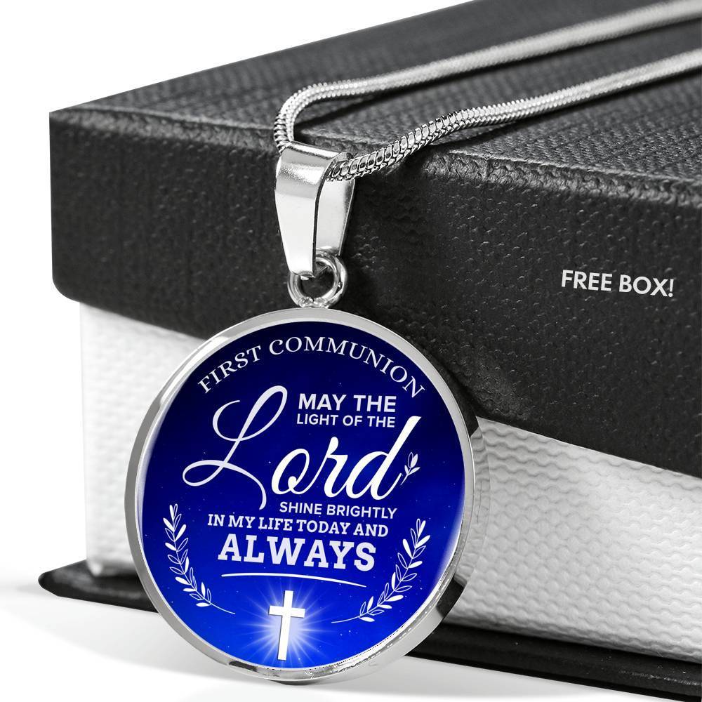 Today And Always First Communion Circle Necklace Stainless Steel or 18k Gold 18-22" - Express Your Love Gifts