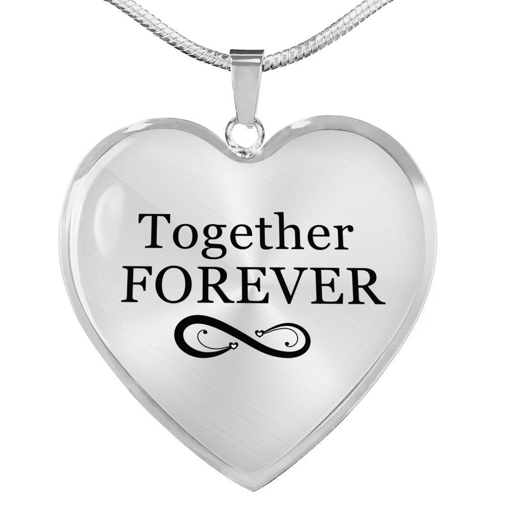 Together Forever Necklace Stainless Steel or 18k Gold Heart Pendant 18-22"-Express Your Love Gifts
