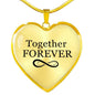 Together Forever Necklace Stainless Steel or 18k Gold Heart Pendant 18-22"-Express Your Love Gifts