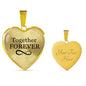Together Forever Necklace Stainless Steel or 18k Gold Heart Pendant 18-22"-Express Your Love Gifts