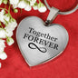 Together Forever Necklace Stainless Steel or 18k Gold Heart Pendant 18-22"-Express Your Love Gifts