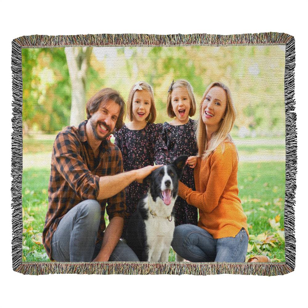 Personalized Upload Your Own Heirloom Photo Woven Blanket-Express Your Love Gifts