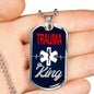 Trauma King Medical Worker Necklace Stainless Steel or 18k Gold Dog Tag W 24" - Express Your Love Gifts