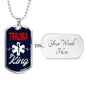 Trauma King Medical Worker Necklace Stainless Steel or 18k Gold Dog Tag W 24" - Express Your Love Gifts