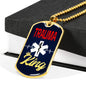 Trauma King Medical Worker Necklace Stainless Steel or 18k Gold Dog Tag W 24" - Express Your Love Gifts