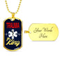 Trauma King Medical Worker Necklace Stainless Steel or 18k Gold Dog Tag W 24" - Express Your Love Gifts