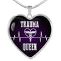 Trauma Queen Necklace Stainless Steel or 18k Gold Heart Pendant 18-22" - Express Your Love Gifts