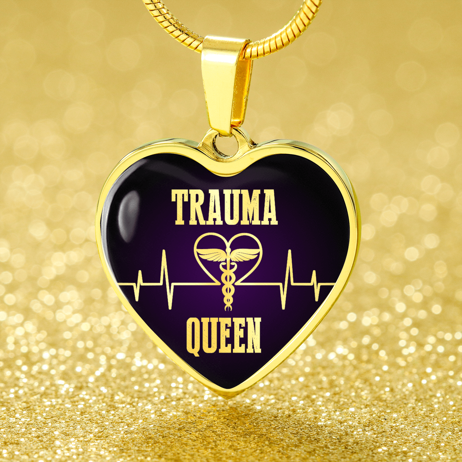 Trauma Queen Necklace Stainless Steel or 18k Gold Heart Pendant 18-22" - Express Your Love Gifts