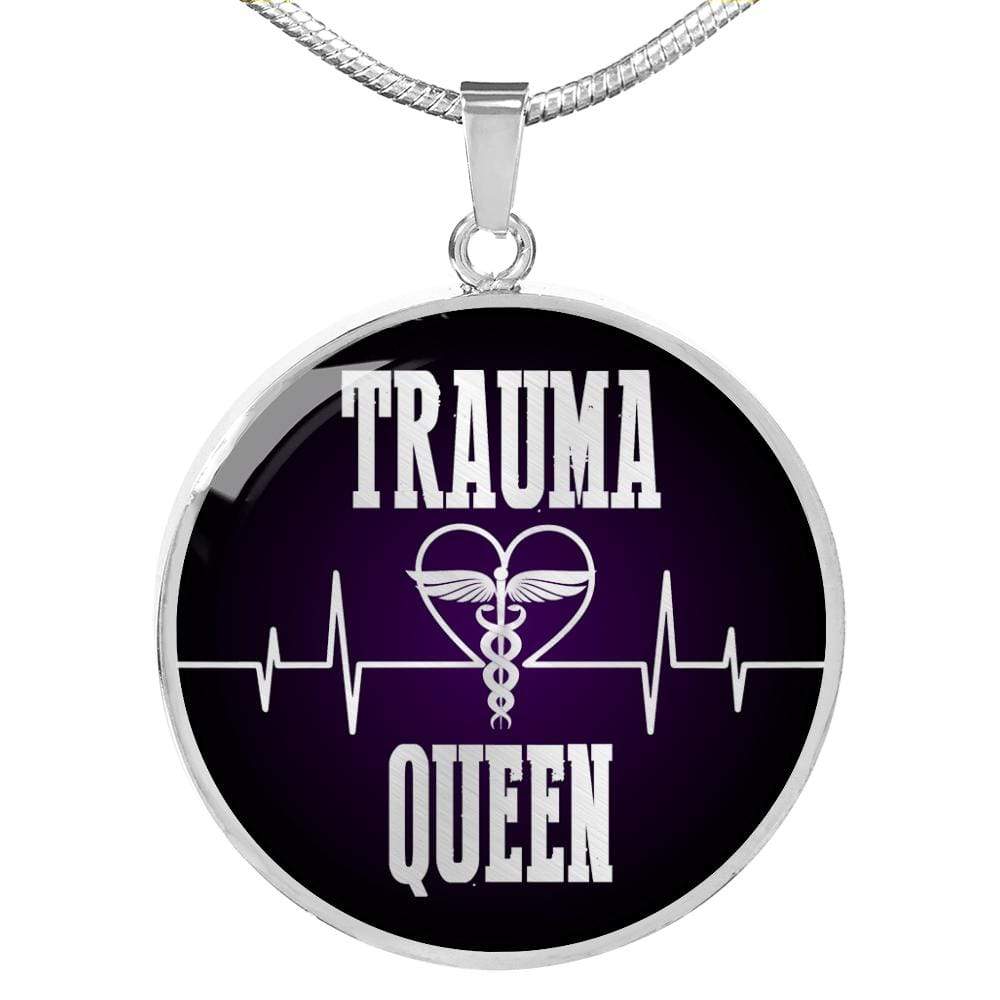 Trauma Queen Nurse Circle Necklace Stainless Steel or 18k Gold 18-22" - Express Your Love Gifts
