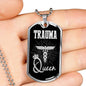 Trauma Queen Paramedic Nurse Necklace Stainless Steel or 18k Gold Dog Tag W 24" - Express Your Love Gifts