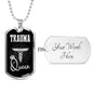 Trauma Queen Paramedic Nurse Necklace Stainless Steel or 18k Gold Dog Tag W 24" - Express Your Love Gifts